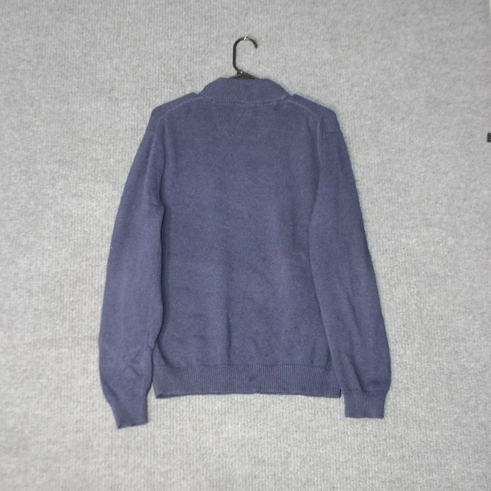 Grayson &‎ Dunn Sweater Mens L Blue Mock Neck Button Pullover Cotton Knit